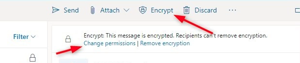 Encrypt e-mail in Outlook Online (M365)
